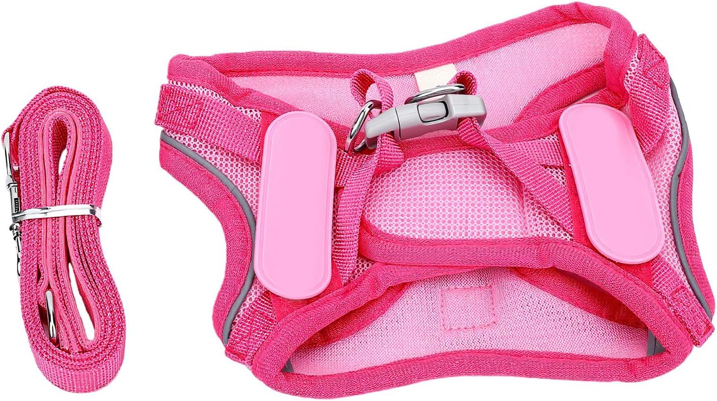 LICAEVEY Dog Harness with Leash Set for Small Medium Dogs, Soft Mesh No Pull Puppy Vest with Reflective Strips, Breathable Pet Harness Leash Combo, 4 D Rings, Adjustable (S)
