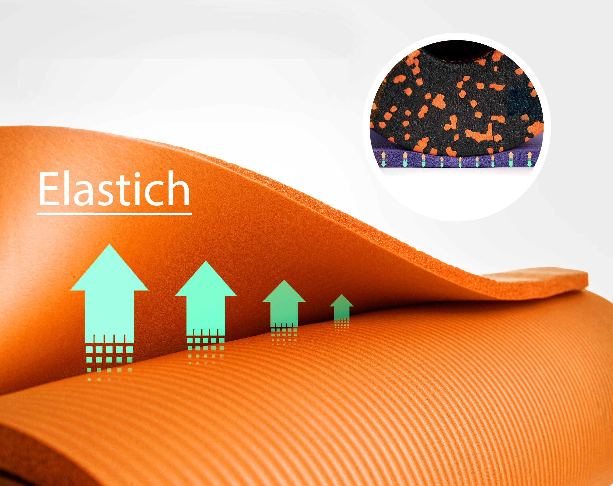 FIZYO - Tappetino da yoga, fitness, per yoga, allenamento, recupero e relax, in gomma sintetica, 183 x 61 x 1 cm (Arancione, 183 x 61 cm)