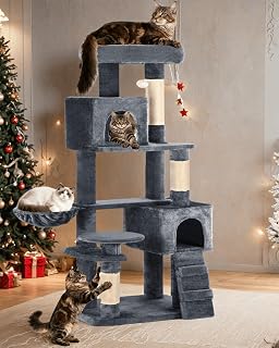 YITAHOME Cat Tree, 70.8 inches Large Cat Tower for Indoor Cats | Multi-Level House with 2 Padded Perches, Big Scratcher, Cozy Basket, 2 Cat Condos and Scratching Posts, Dark Gray