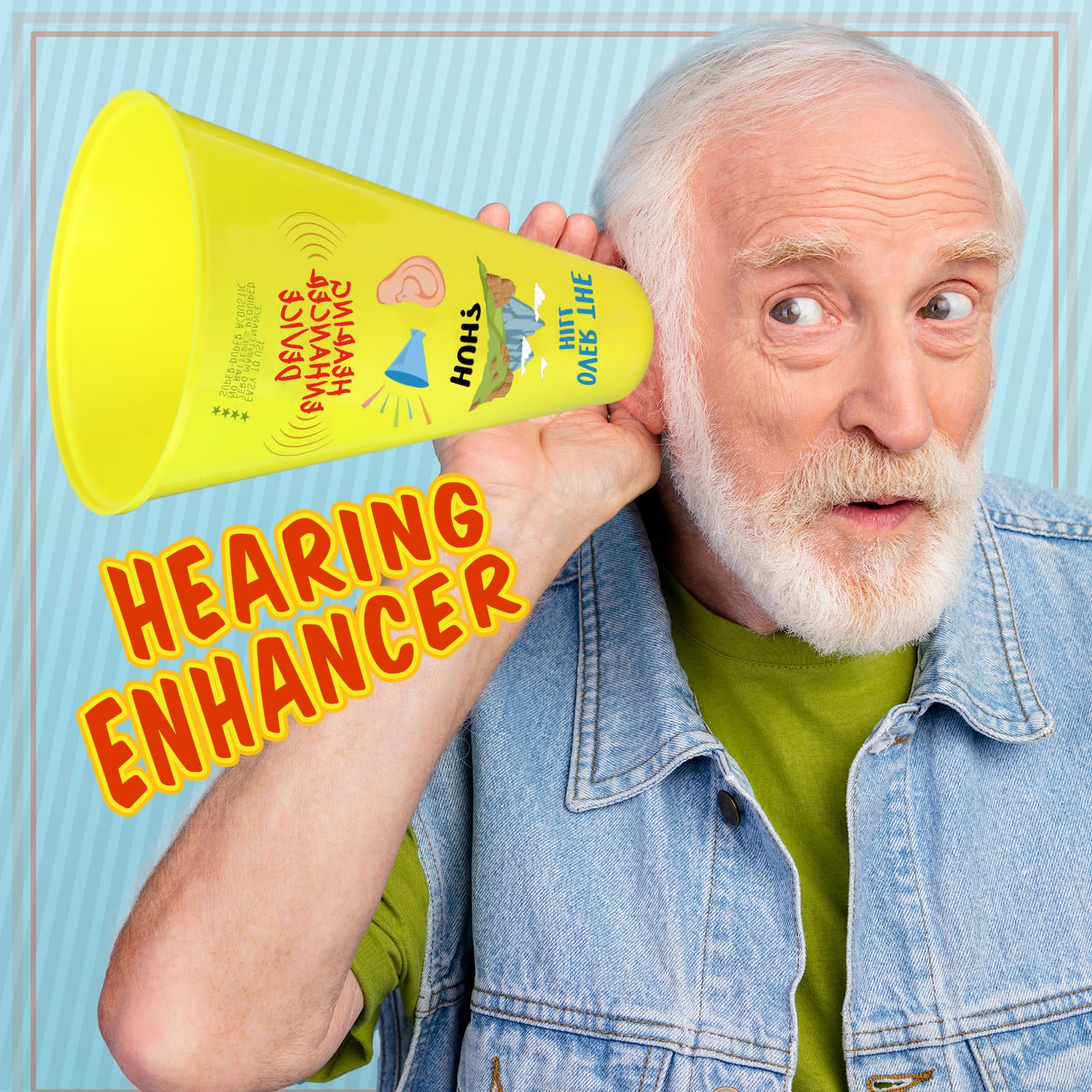 Over The Hill Hearing Enhancer Hearing Booster Funny Birthday Gag Gift Prank Hearing Amplifier Ear Trompete Over The Hill Party Supplies for Men and Women 40th 50th 60th 70th