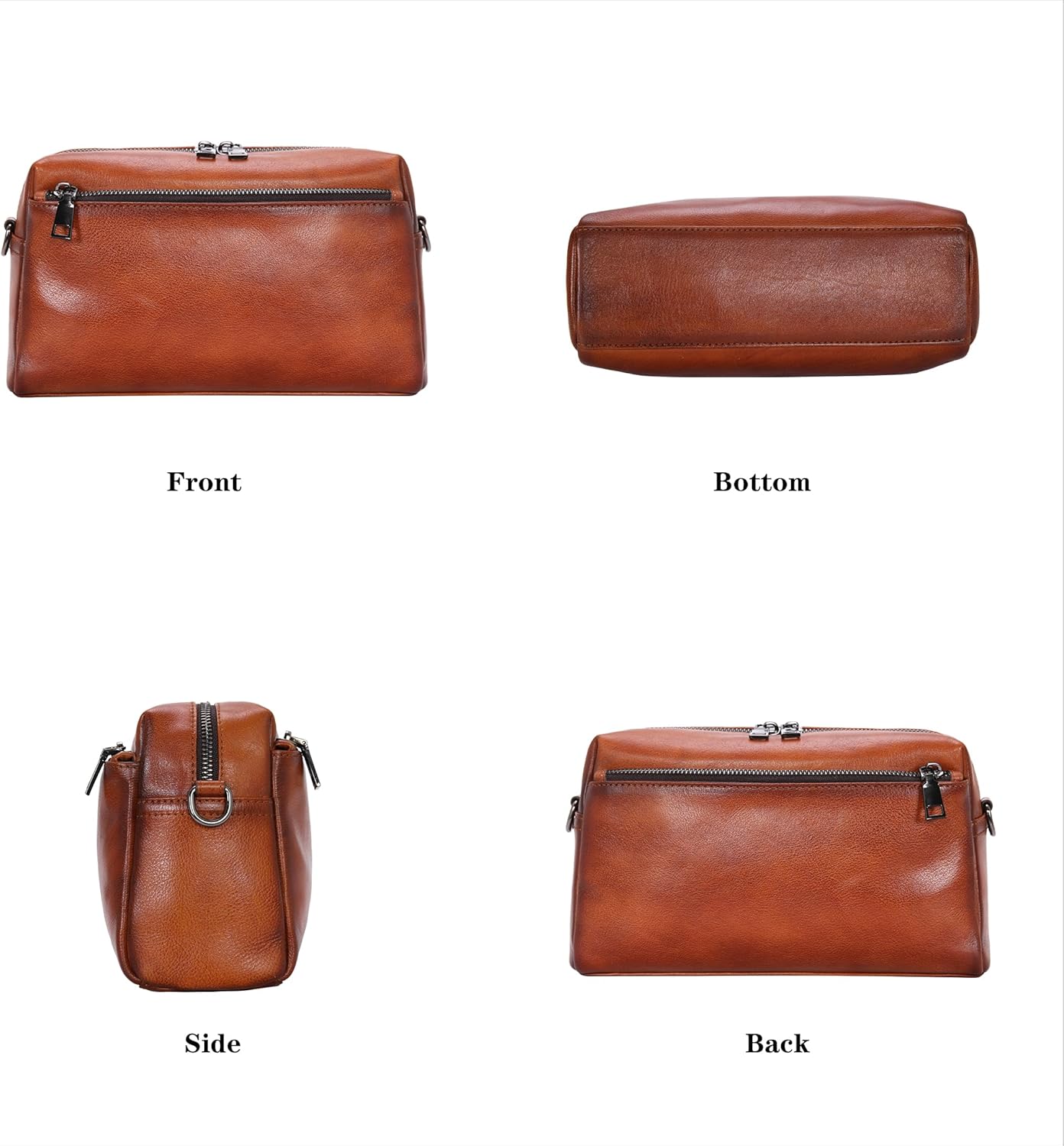 HESHE Leather Crossbody Purses for Women Vintage Shoulder Bag with Multi Compartments Small Hobo Purse for Everyday - Image 6