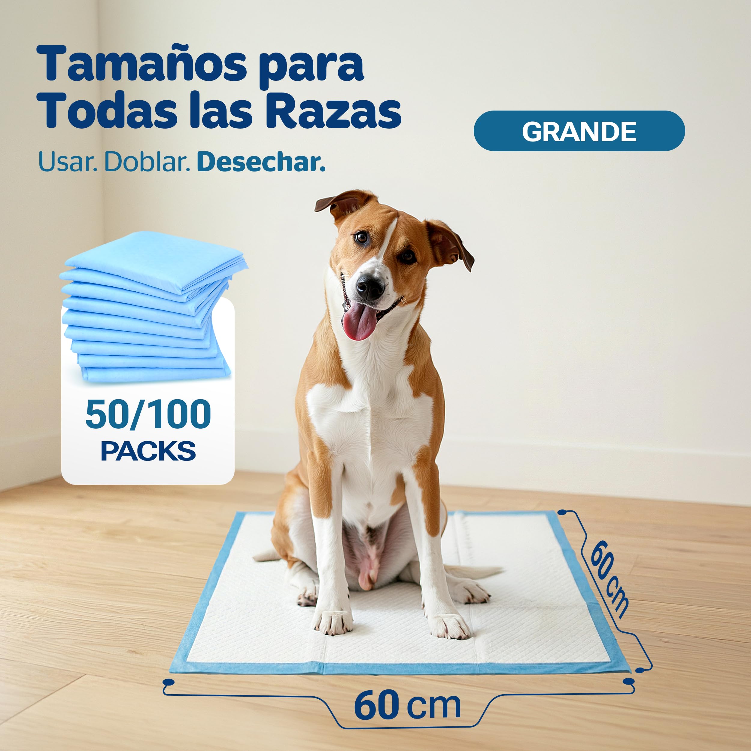 PORTENTUM Empapadores Perros 60x60 cm 100 Unidades – 6 Capas absorbentes antifugas con Control de olores – Alfombrillas Desechables para Entrenamiento – Inodoro para Perros — view 9