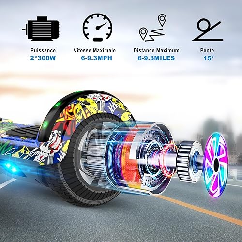 Miniatura 26 de CBD Patinete con luces LED Corlorful, ruedas de 6.5 pulgadas, scooter doble de 300 W para niños, niñas, niños y adultos, todas las edades A01-blanco