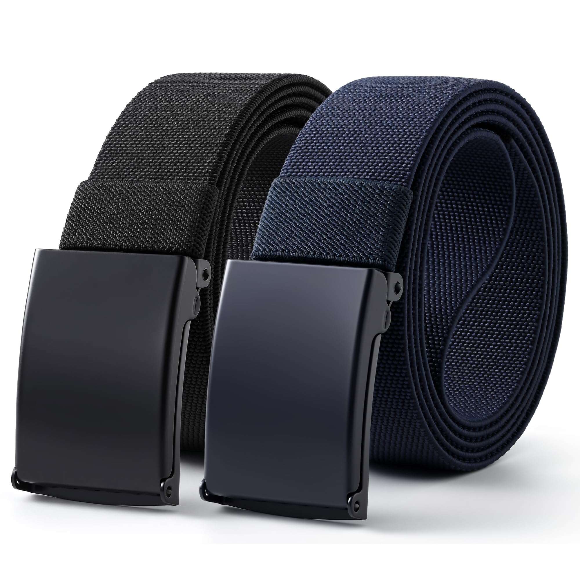Mile High Life Stretch Canvas Belt for Men, Golf Casual Elastic Web Belt, Top Military Buckle, Adjustable Cut to Fit