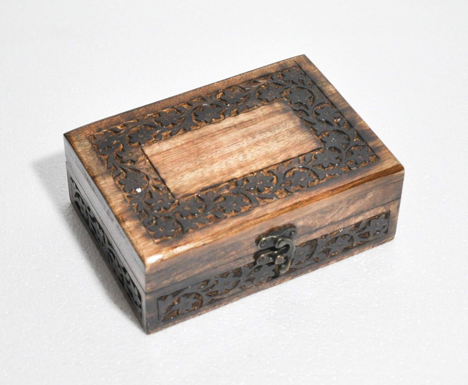 Beautifully Handmade & Handcrafted Rosewood Borders Engraving Wooden Cremation Box/Urns for Human Ashes Adult, Funeral Urn Box (7" x 5.5" x 3.5" - 100lbs or 45kg, Antique)