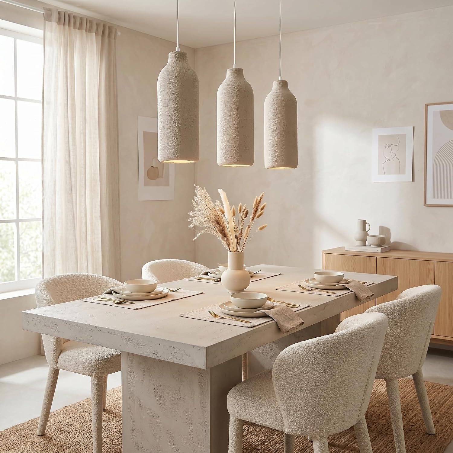 JAYMP 18cm Wabi Sabi Pendant Light for Dining Room Kitchen Island Light Hallway Restaurant Hanging Lamp E26 Base Japanese Style Wine Bottle Shape Lighting Fixture, 1 Pack (Light Brown,B, 7.1in) image 5