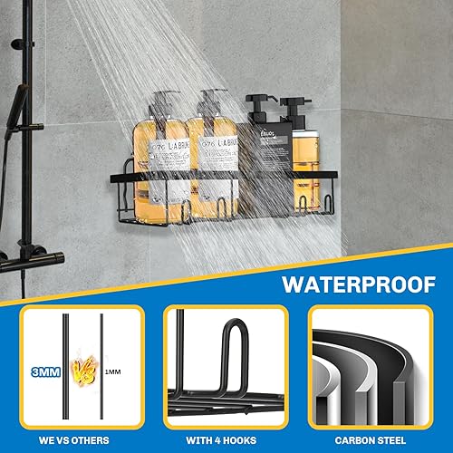 Miniatura 3 de IYEBAU Organizador de ducha de 5 unidades, organizador adhesivo para accesorios de decoración de baño y almacenamiento de cocina, sin taladrar, gran