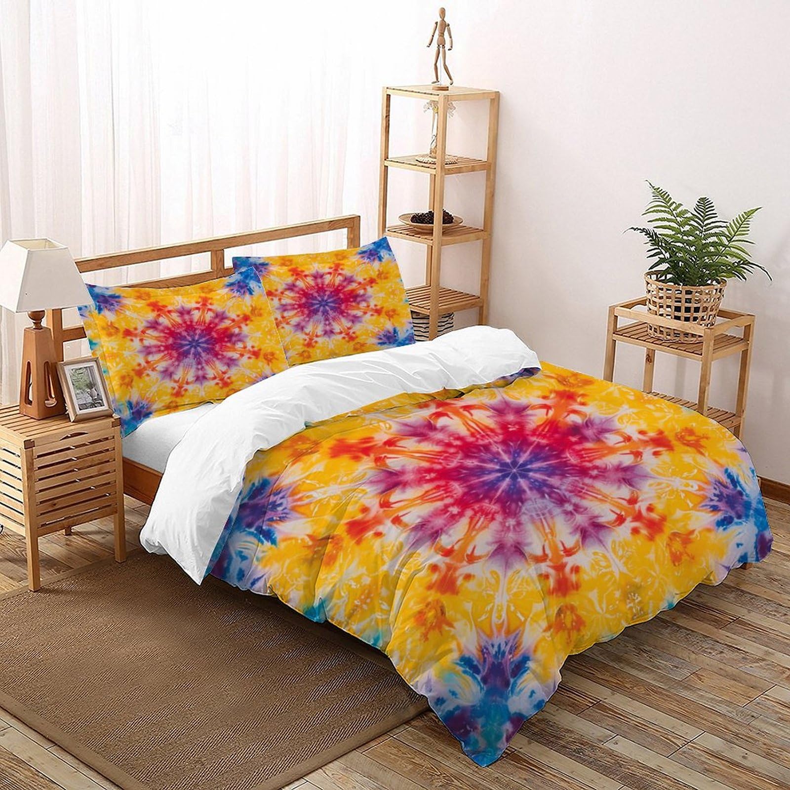 Housse de couette de 260x220 cm style bohème pour chambre adulte zen