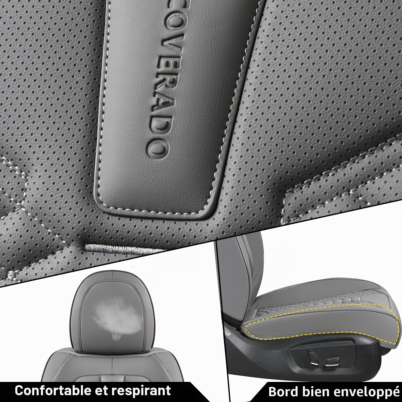 Coverado Housses de Siège de Voiture Universelles - Cuir Nappa imperméable Ensemble Complet de Housses de siège 5 sièges Protecteur de siège d'auto pour Avant et Arrière de Siège Auto | Housses de siège de voiture universelles, compatibles avec berlines,