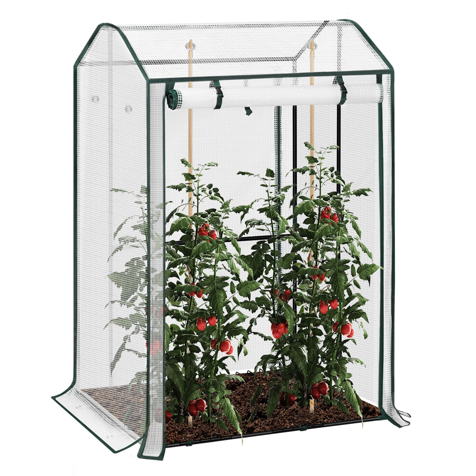 WOLTU Foliengewächshaus, Tomatengewächshaus für Kletterpflanzen, geeignet für Balkon, Terrasse, Hohebeetgärten und Garten, Weiß