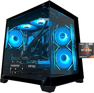 Computadora de escritorio para videojuegos, Ryzen 7 5700X, RTX 5060, 32 GB de RAM DDR4 y SSD M.2 NVMe de 1 TB, enfriador líquido 240, ventiladores ARGB, diseño de juegos de oficina