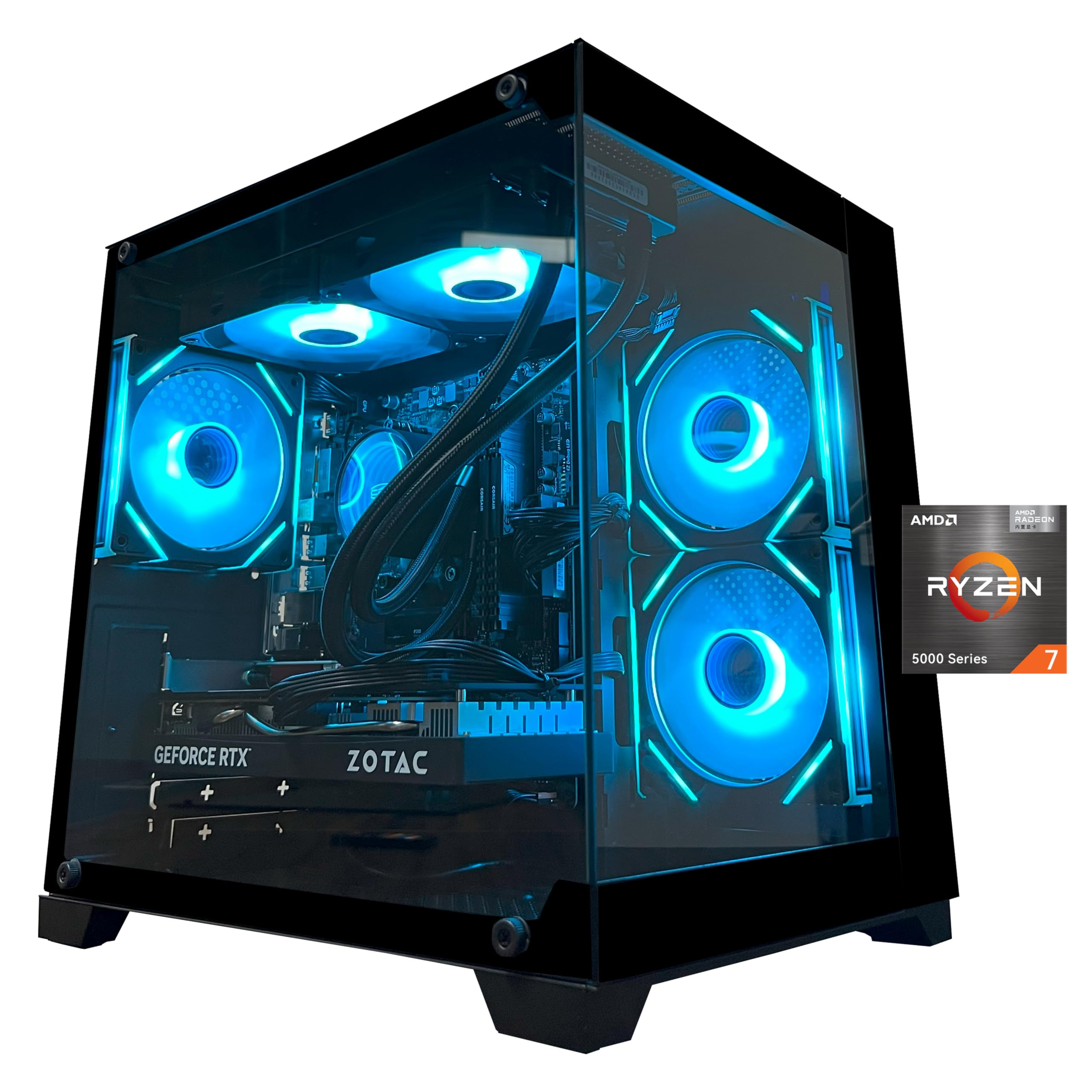 Gaming PC Desktop Computer, Ryzen 7 5700X,RTX 5060,32GB DDR4 RAM and 1TB M.2 NVMe SSD, 240 Liquid Cooler, ARGB Fans,Game Design Office