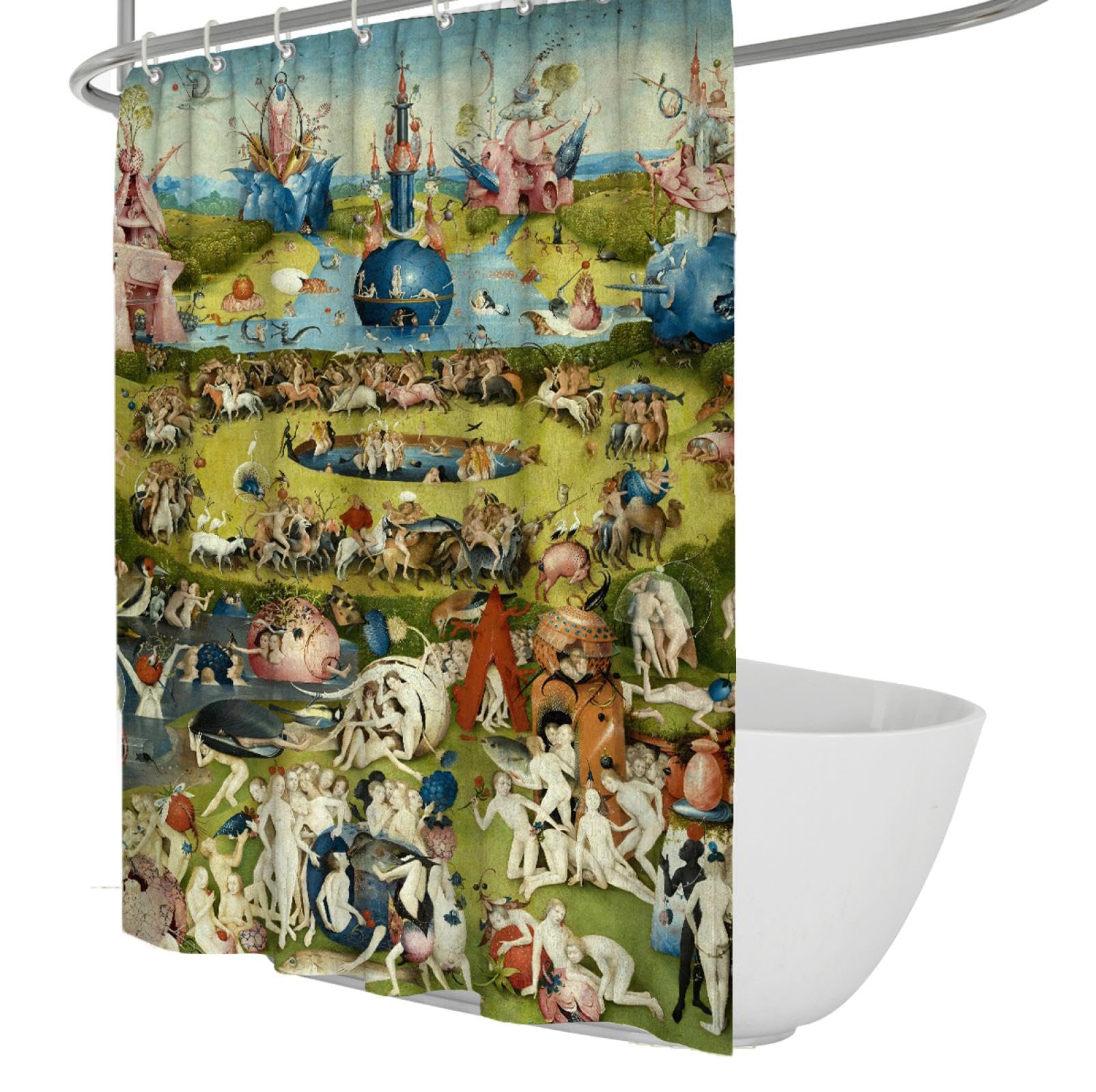 WEECHAINGE Hieronymus Bosch Style Shower Curtain the Garden of Earthly Delights Classic Artwork Prints Bath Curtain for Home Bathroom Decoration W240xL200cm
