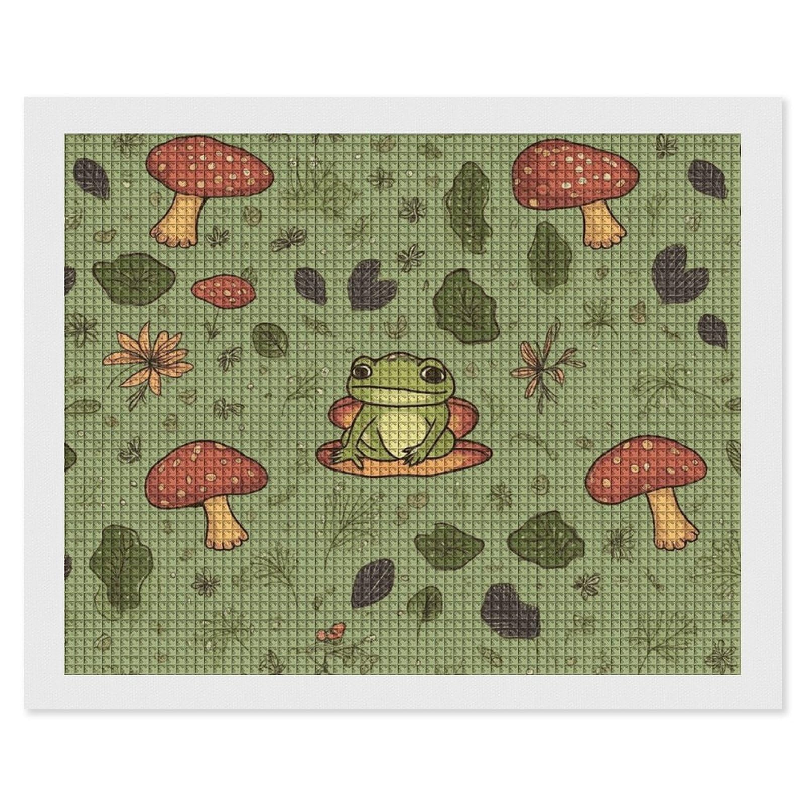 NONHAI Diamond Painting Kits for Adults - DIY Diamond Art Kits for Beginners - Full 5D Paint Drill Diamond Dots Paintings- Frogs and Mushrooms Diamonds Pictures Gem Art and Craft Wall Decor 16"x20"