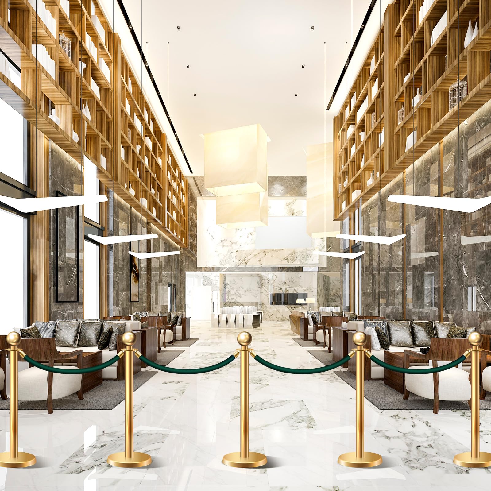 Fumete 6 Pieces Velvet Stanchion Rope Bulk 4 Feet Party Crowd Control Barrier Safety Velvet Rope With Gold Hook For Movie Theater Opening Hotel Car - View #7