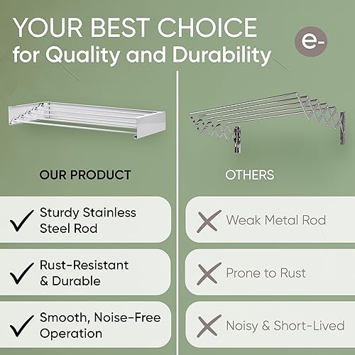 Miniatura 6 de Tendedero de ropa montado en la pared, modelo compacto actualizado de 32 pulgadas, estantes de lavandería para secar ropa para uso en interiores y