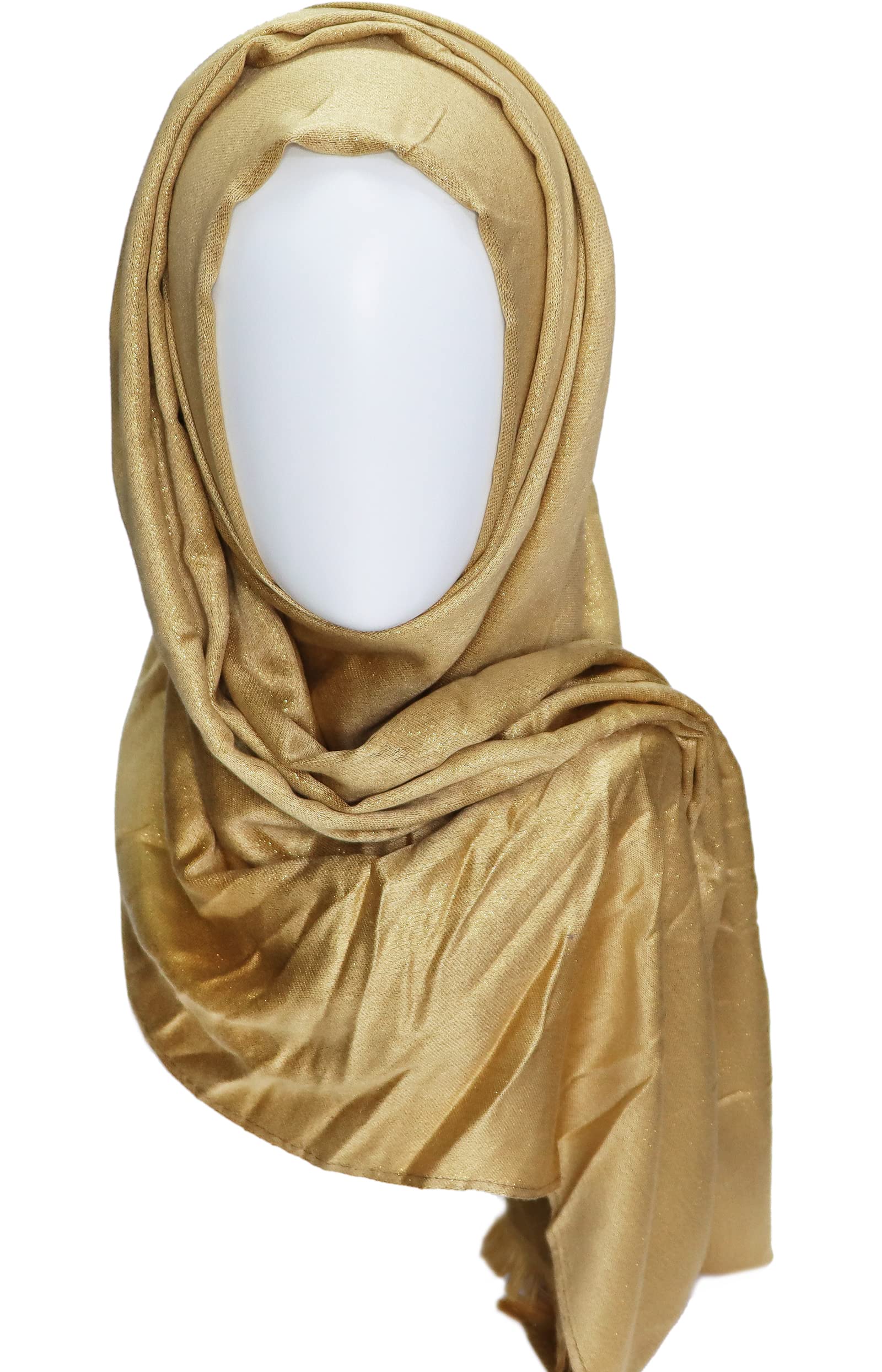 Châle pashmina métallique étincelant pour femme - Longue écharpe de fête - Couleur unie - Deux tons