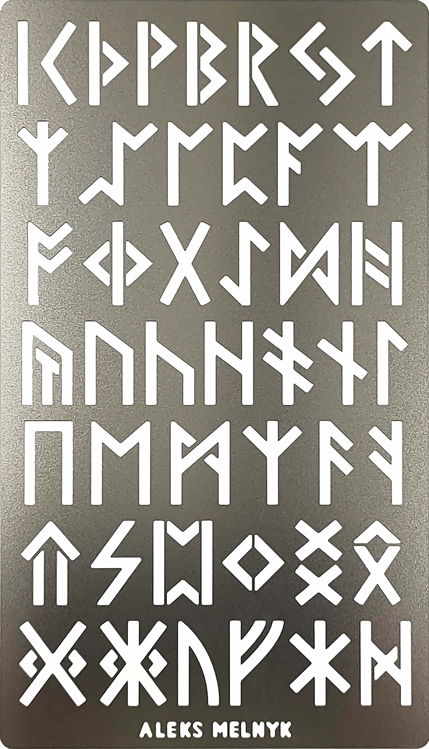 Aleks Melnyk 35 Wicca Metal Stencil, Hieroglyphics Alphabet, Rune Set