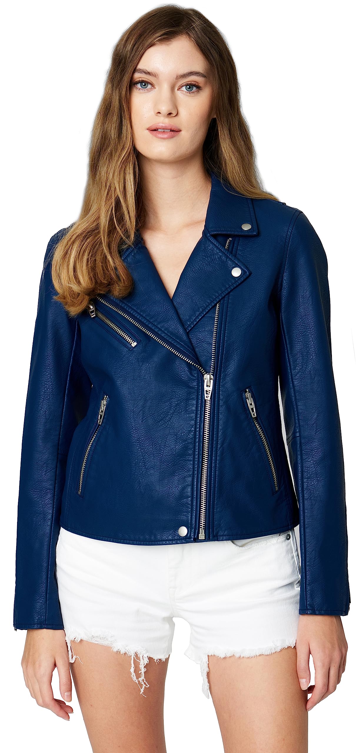 BLANKNYC Womens Vegan Leather Motorcycle Jacket