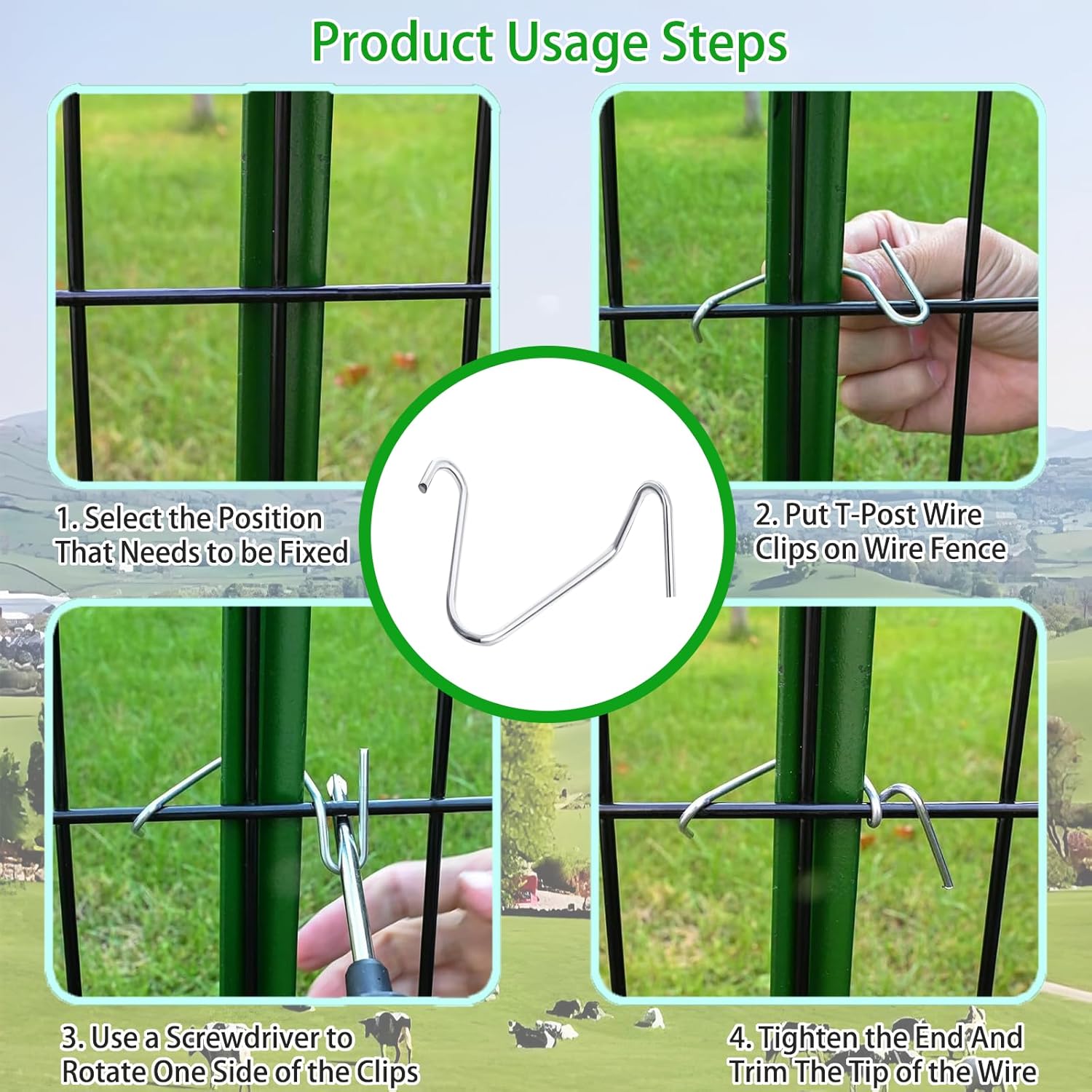 T Post Clips 500 pcs Fence Wire Tensioner, Galvanized Steel Fence Clips for Securing Wire Garden Farm Highway Sport Fences