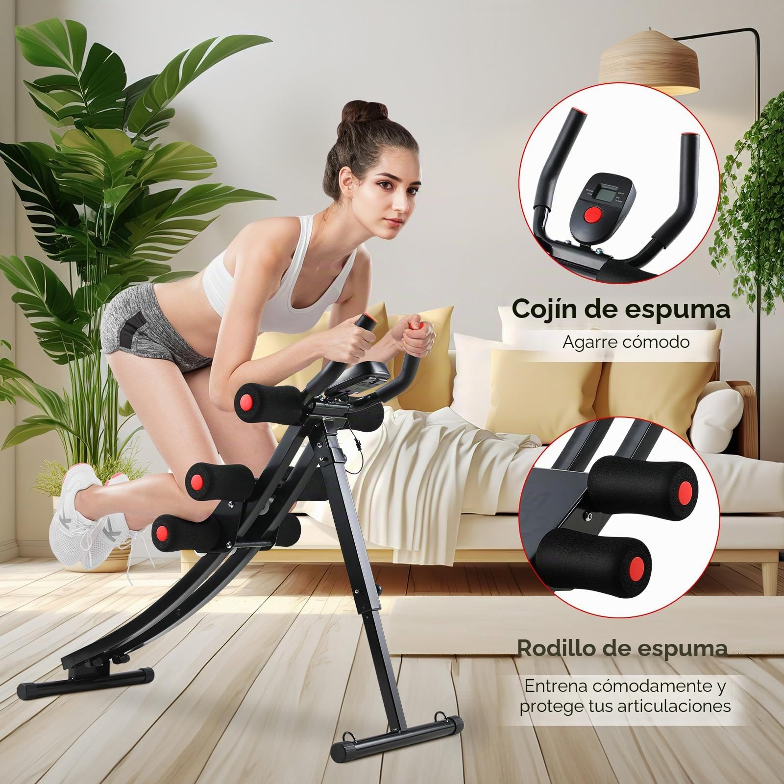 LIFERUN Banco de abdominales plegable, entrenador de abdominales