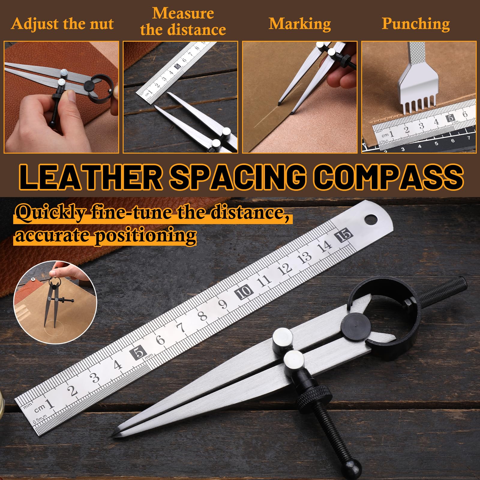 Leather Working Tools Kit - Knife, Burnisher, Punch -2