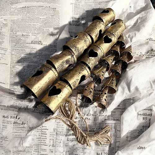 Miniatura 4 de Mango Gifts Campanas de hojalata indias vintage hechas a mano, campanas rústicas, campanas de cascabel, campanas de vaca, árbol de Navidad,