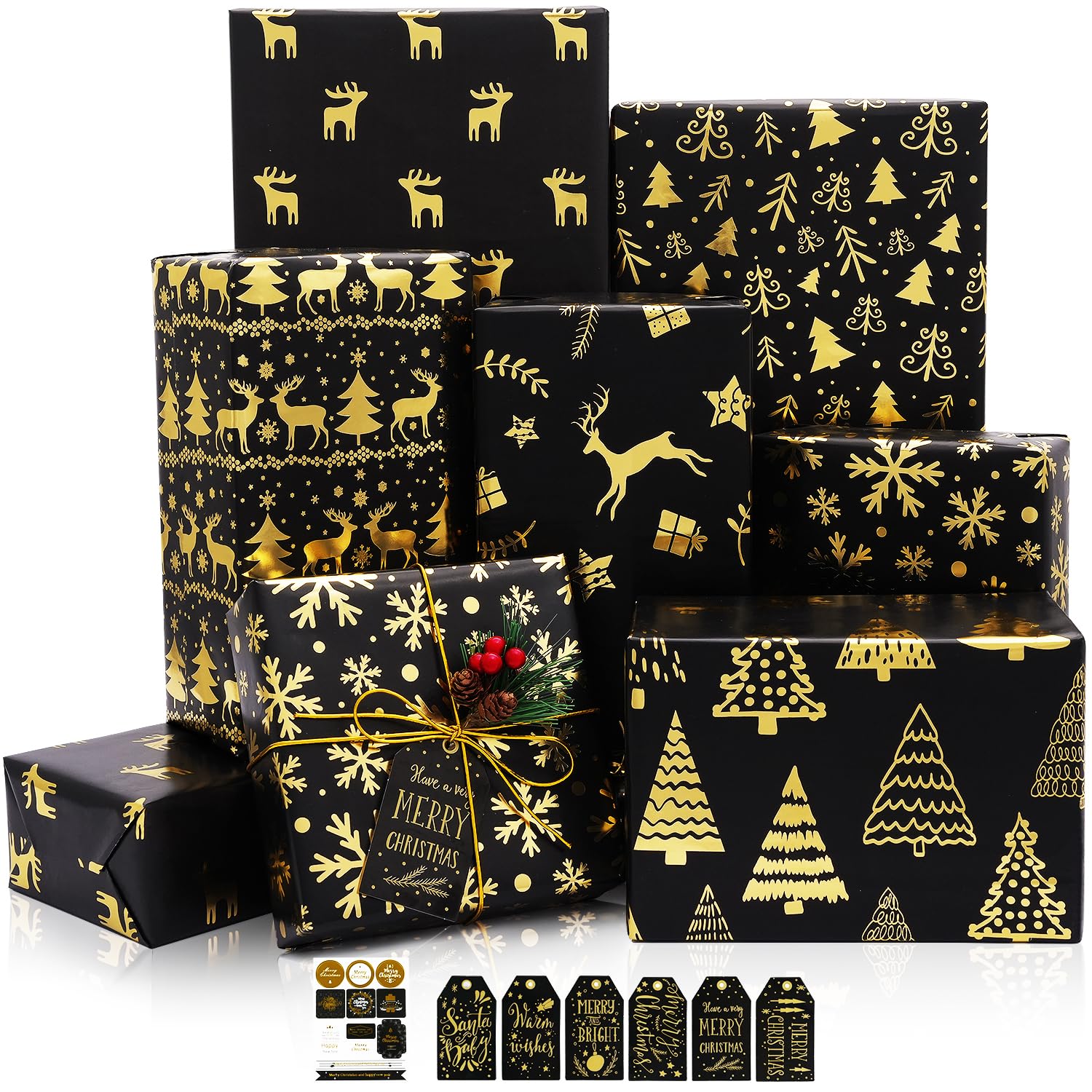 Amazon | MAMUNU クリスマスラッピングペーパー、6シート