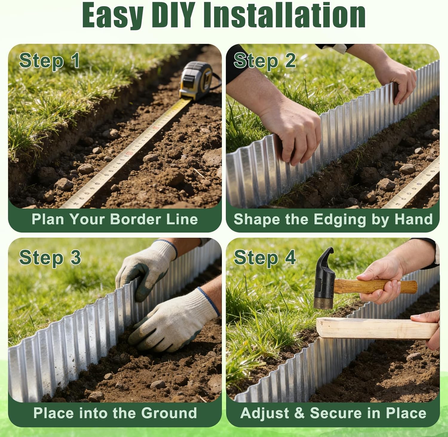 FEED GARDEN Heavy Duty Galvanized Steel Garden Edging 6 Inch x 40 Feet – Rust Resistant Metal Landscape Border, No-Dig Flexible Lawn Edging for Flower Beds, Yard & Walkways