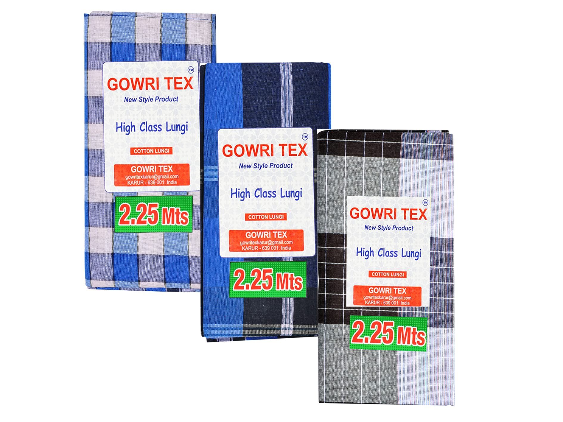 Gowri TexCotton Stitched Lungis Pack Of 3 (Ready To Wear) 2.25Meter