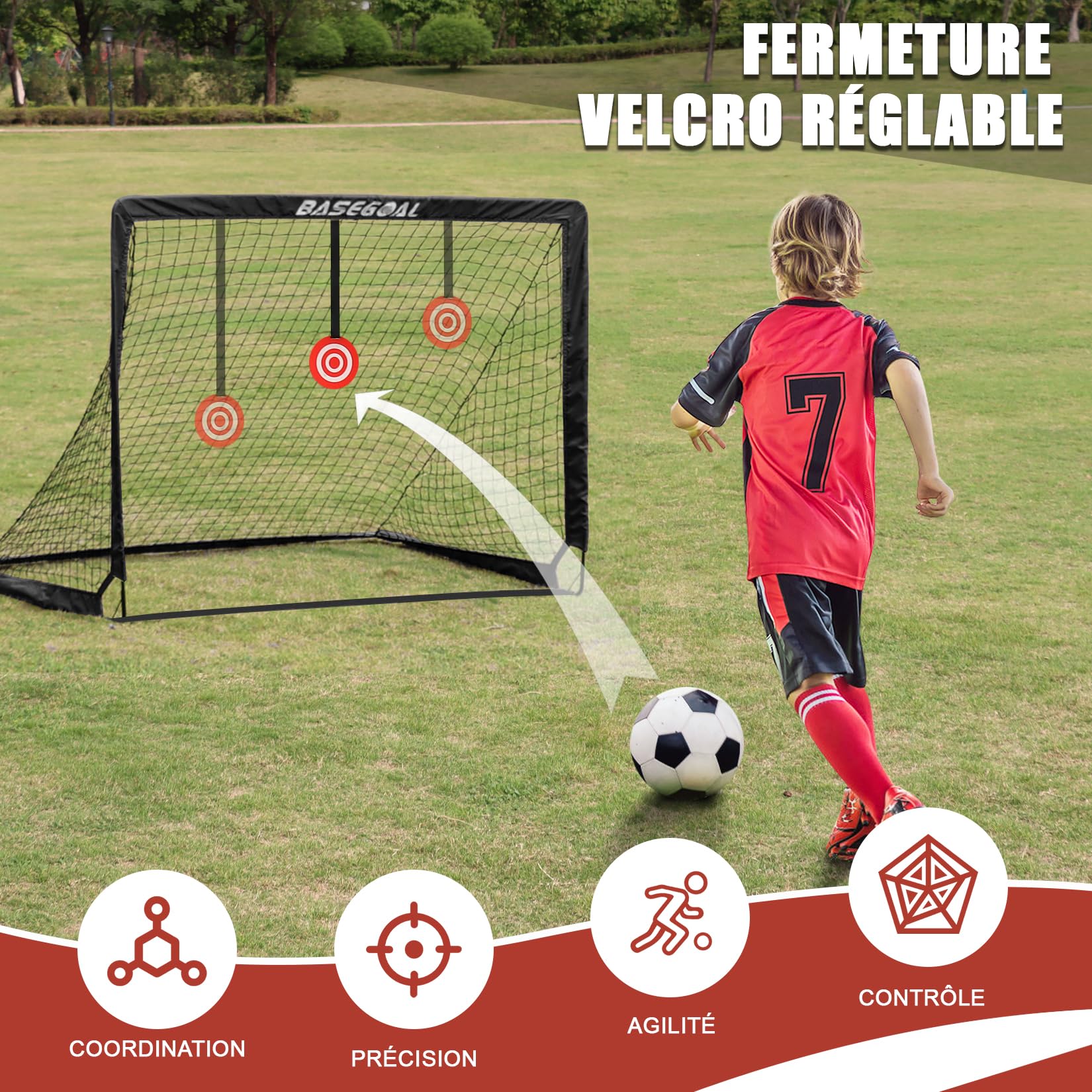 Cage de Foot, Set de 2 But de Foot Exterieur, Goal de Foot avec Cible Suspendue, But de Foot Exterieur pour Jardin Entrainement Football Cadeau - 120x90x90CM