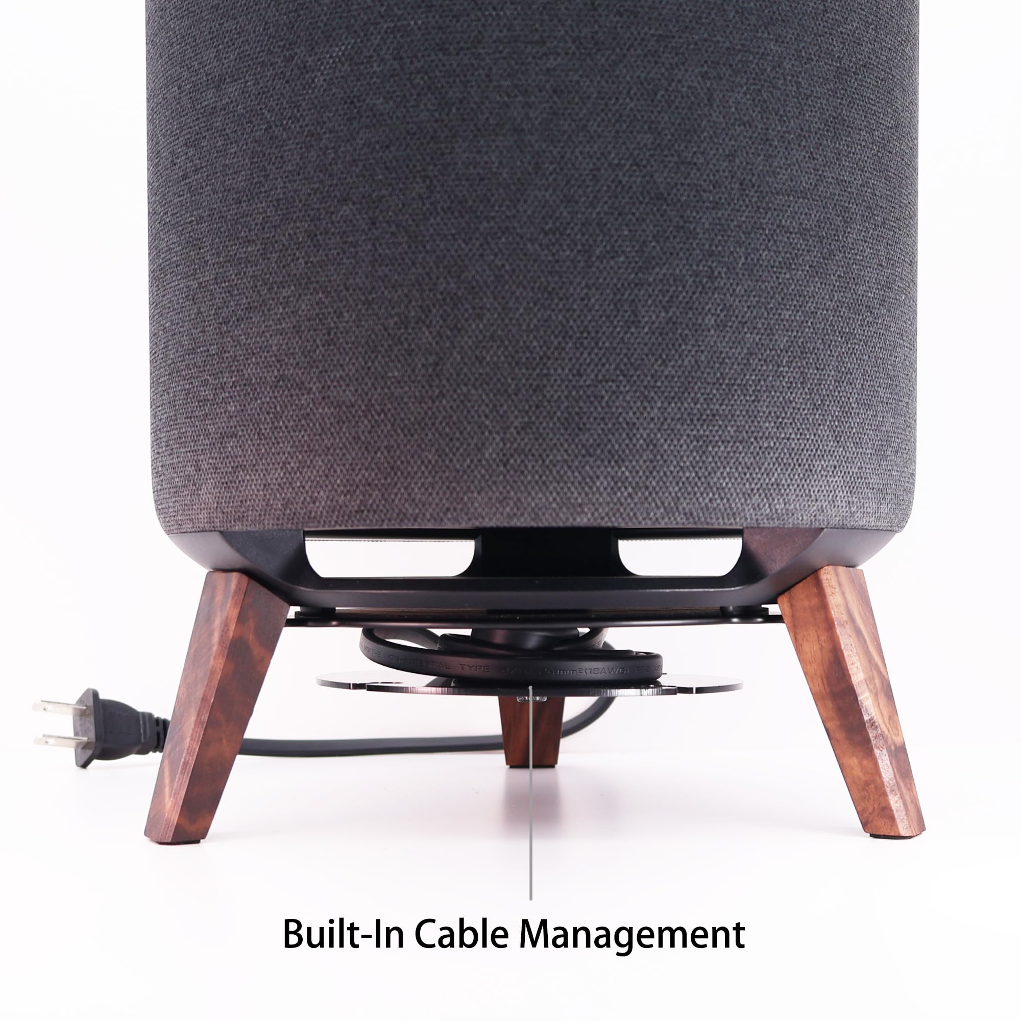 Desktop Speaker Stand for Echo Sub,Echo Studio and Homepod 2nd/1st gen, Wooden Desktop Mount (Black Walnut Legs) - Image 2