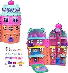 Polly Pocket Conjunto de Brinquedo Estrojo Casa de Sorvete para crianças a partir de 4 anos