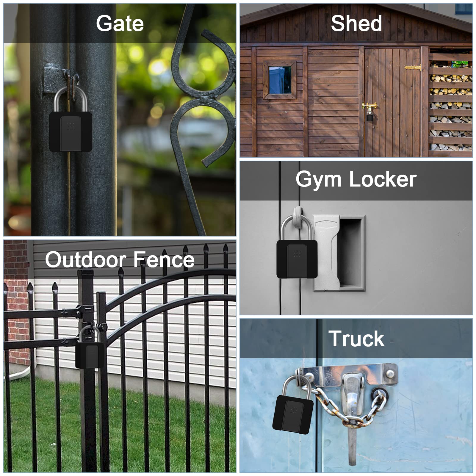 Candado de huellas dactilares, Eseesmart Gran Smart Lock, Candado Biométrico Bluetooth con llave, Candado Impermeable con Carcasa de Goma Gimnasio, Armarios, Oficina