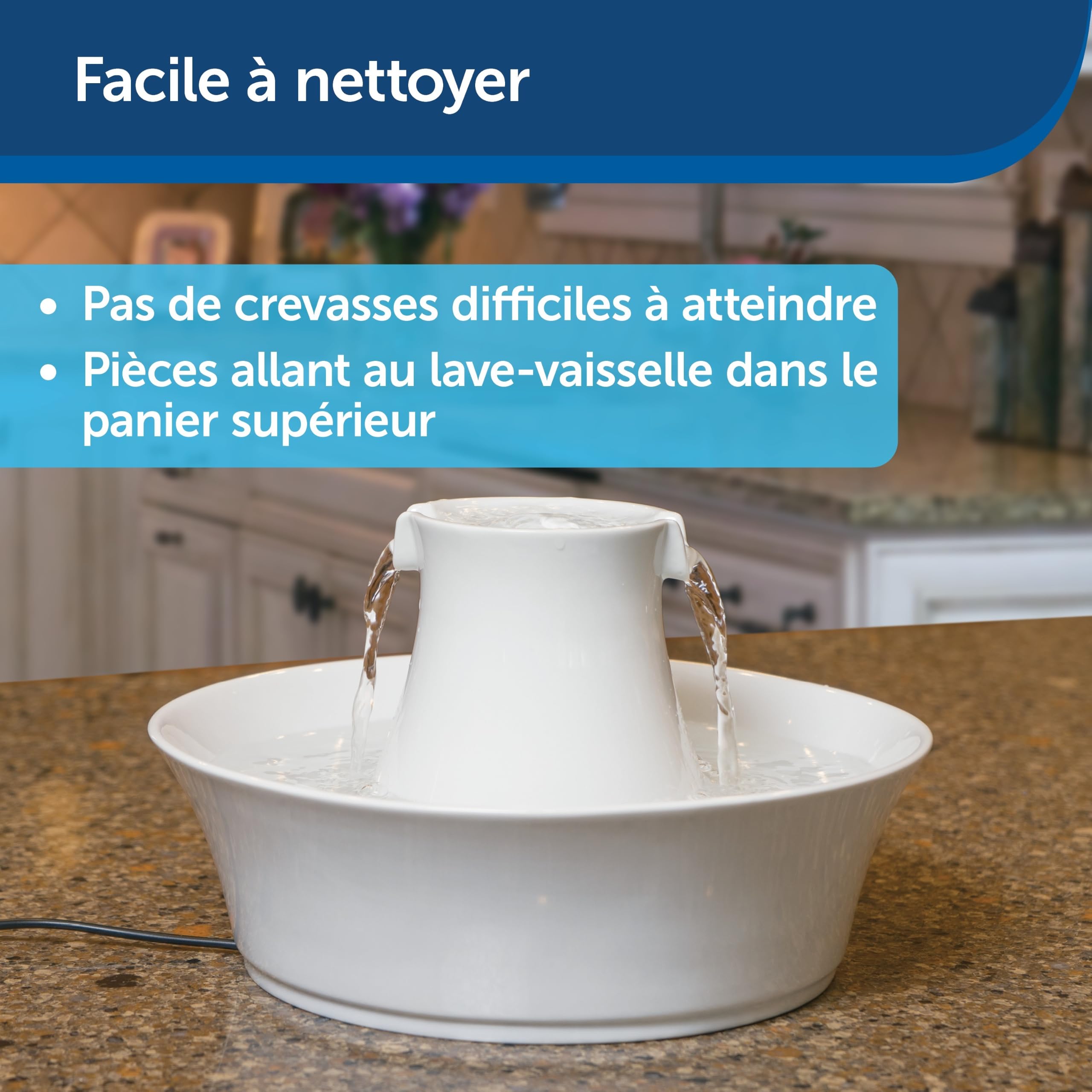 PetSafe Fontaine en céramique Drinkwell Avalon, Eau Potable filtrée pour Chiens et Chats, capacité d'eau de 2 litres, Blanc