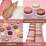 KIMUSE Face Trio de bâtons, crème blush & En avant-plan & Contour Stick pour Sculpter les Cheeks, Trio de Contour à Crème Longue pour maquillage visage, avec Brosse (Coral Glow-Brush)