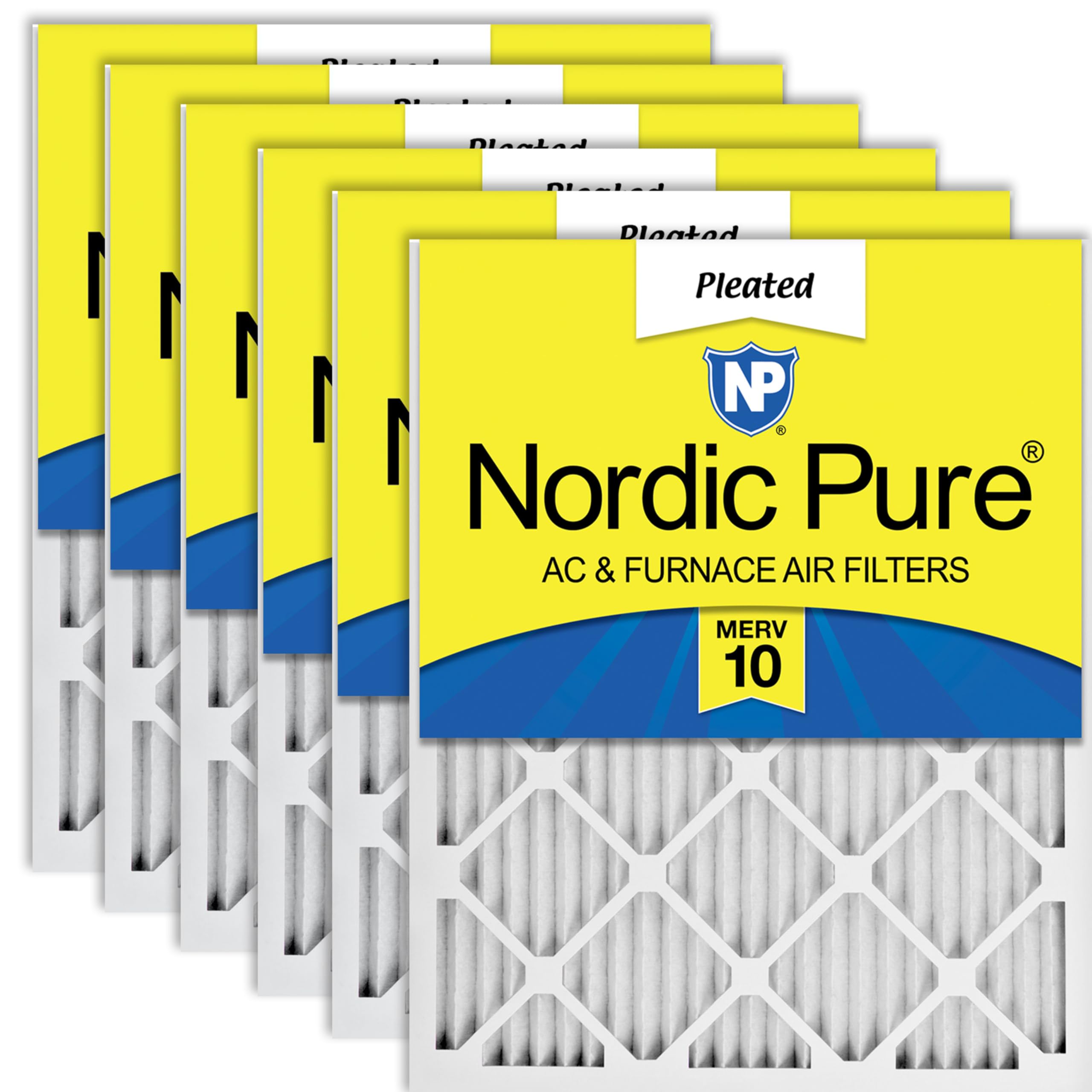 Nordic Pure 16x20x1 (15 1/2 x 19 1/2 x 3/4) Pleated MERV 10 Air Filters 6 Pack