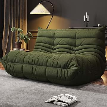 Bean Bag Chairs for Adults, Memory Foam Couch Loveseat Sofa Chair, Soft Teddy Material Cozy Comfy Reading Nook Chairs, Floor Chair for Living Room Bedroom Office(Green)