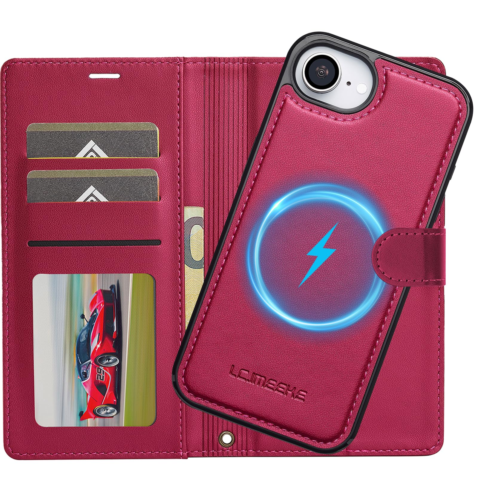 Ailicici Case for iPhone 16e, 2-in-1 Removable Magnetic Case, Wireless Charging, Card Slot, Leather Case, Mobile Phone Case, RFID Flip Case, Protective Case for iPhone 16e Case 2025