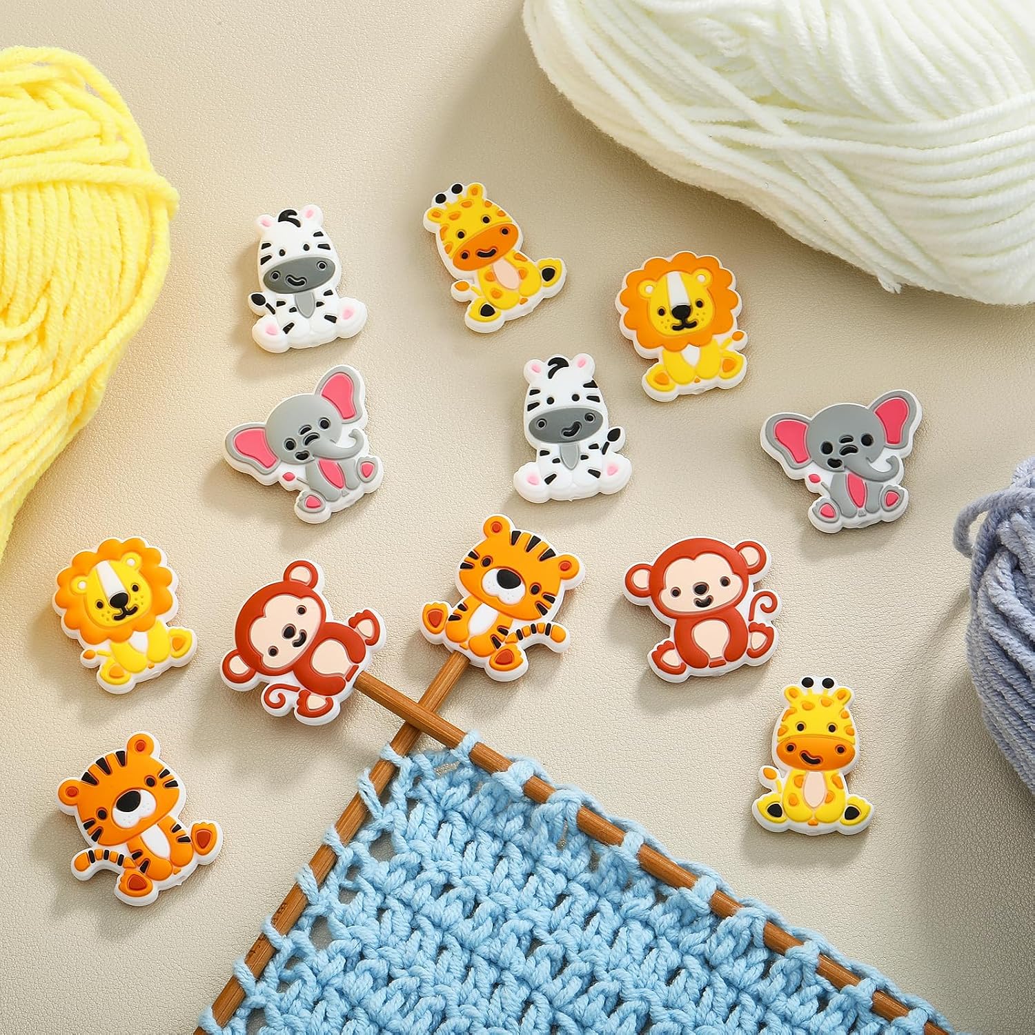 BEEFLYING Knitting Needle Stoppers 3D Cute Animal, Fit Size 2~2,5mm, 12 Pcs image 4