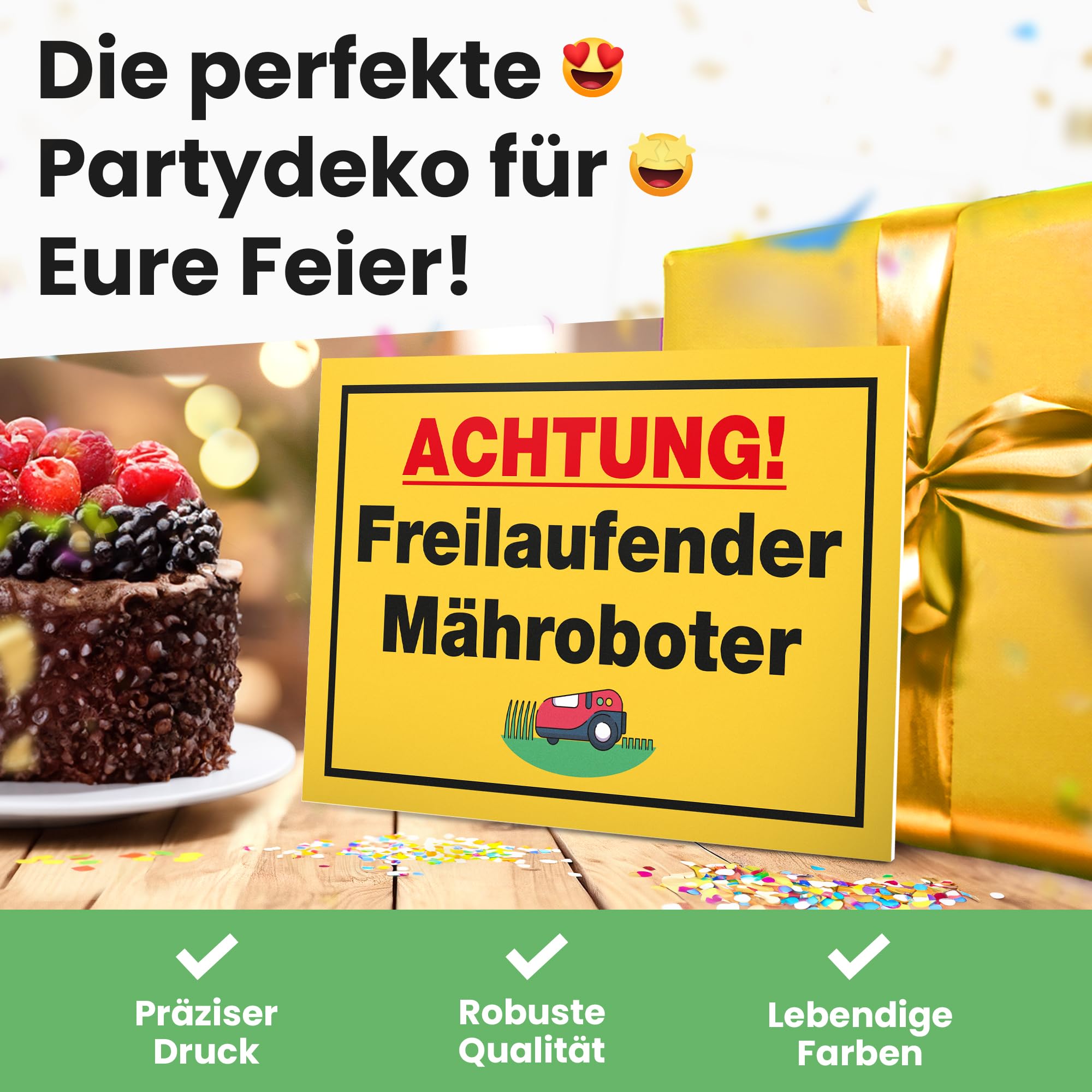 DankeDir! Achtung Freilaufender Mower Robot Sign, 30 x 20 cm, Funny Sign for Garden and Lawns - Image 4