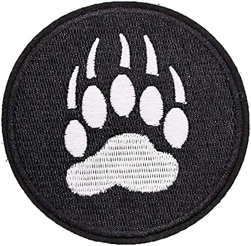 Parche de pata de oso negro de 3 pulgadas  Gancho de garra de oso bordado con lazo táctico para chaleco, sombrero, bolsos, chaquetas, ropa, mochila