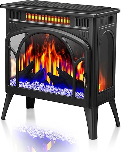 Calentador de chimenea eléctrico portátil para interiores, 12 colores de llama, 12 colores de llama, 12 colores de cama de llama, 5 brillo de llama,