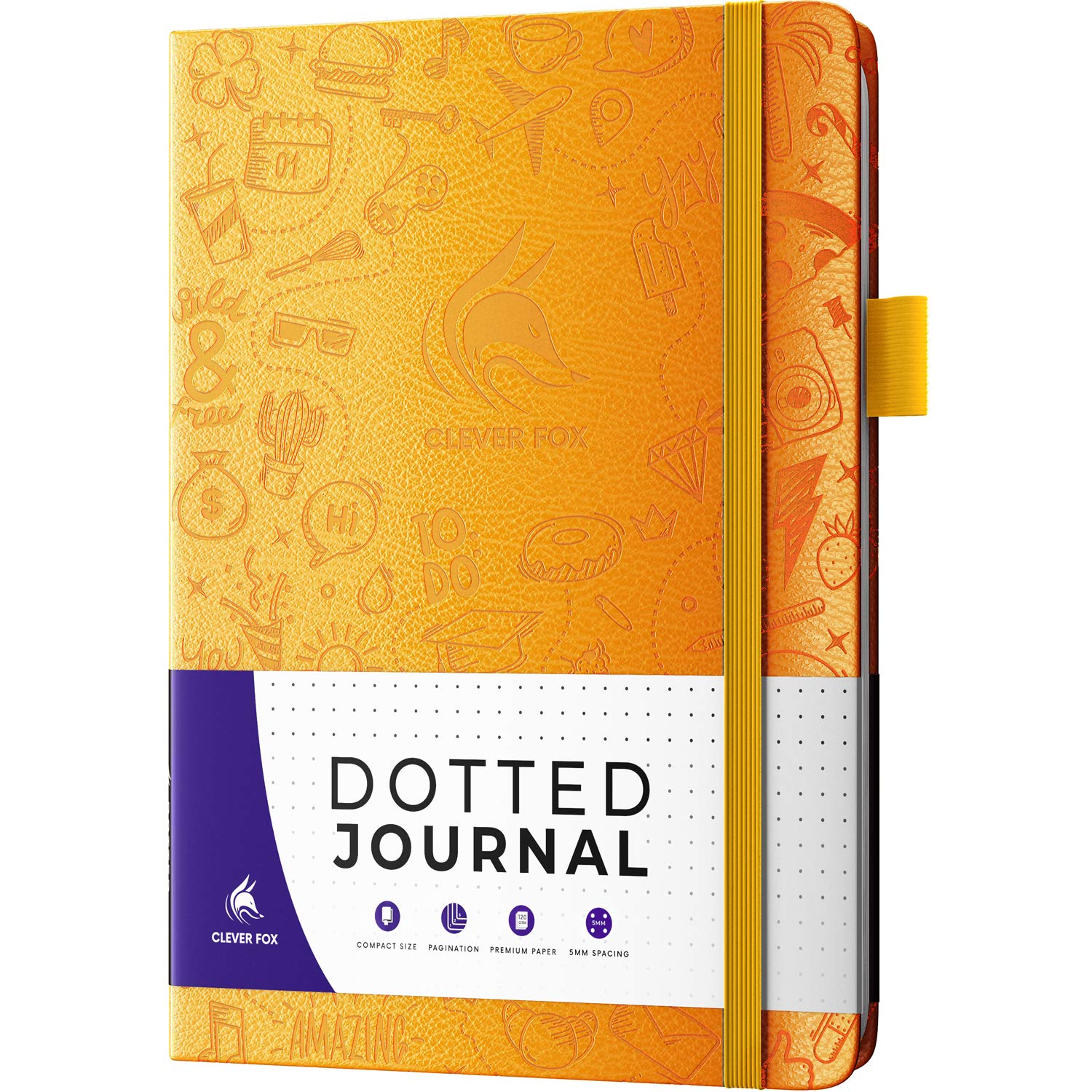 Clever Fox Dotted Journal 2.0 – Compact Planning and Sketching Dot Grid Notebook 120 GSM Thick, No-Bleed Paper – Planner with Pen Loop, Pocket,