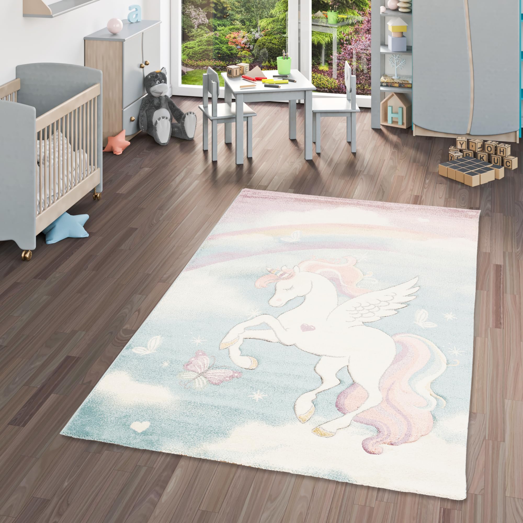 Pergamon Kinder Teppich Maui Kids Pastell Einhorn Bunt in 5 Größen
