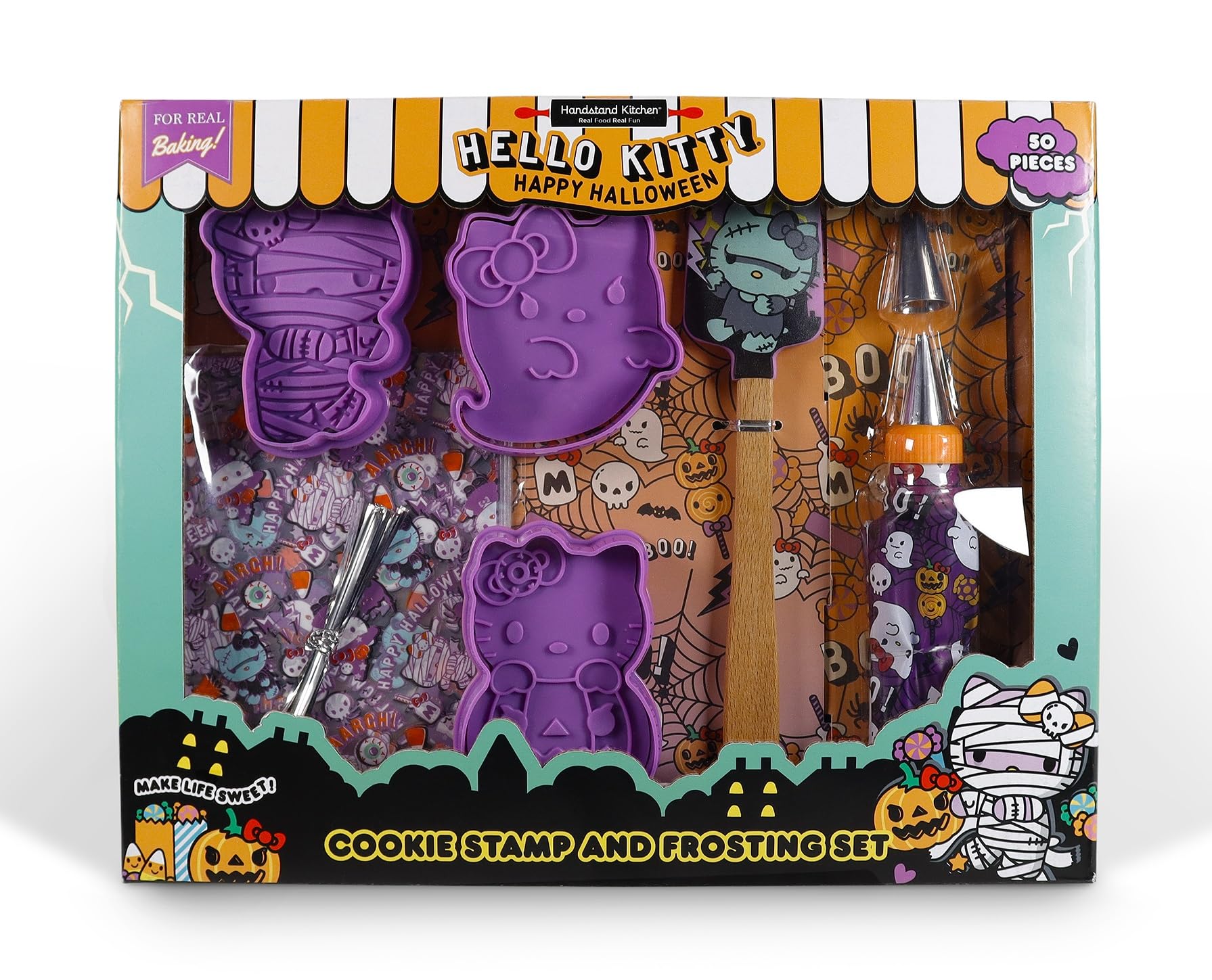Handstand Kitchen Hello Kitty Halloween Cookie Party Set with Cookie Stamps, Spatula and More - Retired