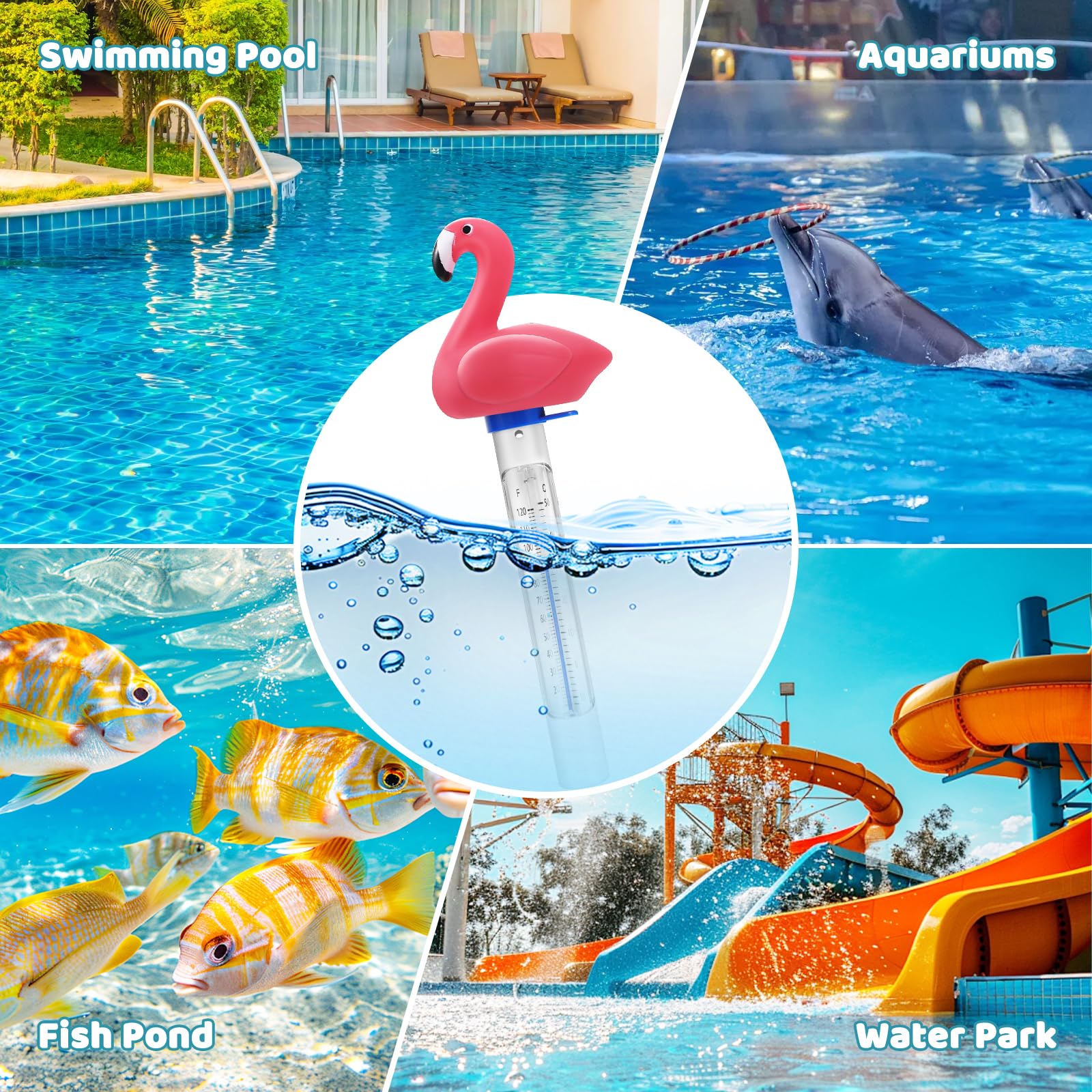 Termometro galleggiante per piscina, termometro per temperatura dell'acqua con cordino, di grandi dimensioni, facile da leggere e resistente agli urti, accessorio per piscina con ghiaccio e vasca