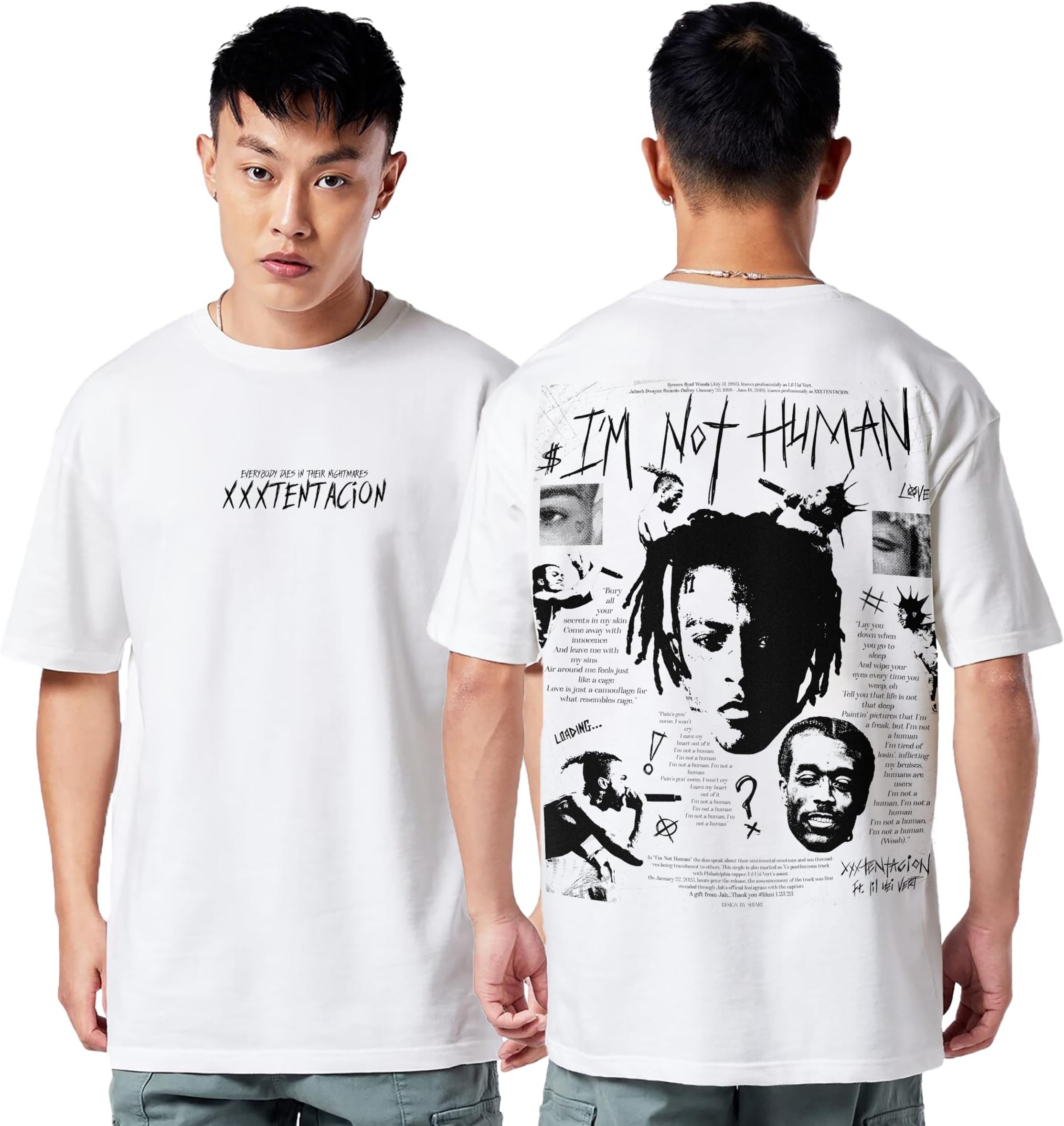 Rapper Xxxtentacion Oversized T Shirt for Men and Women Drop Shoulder Loose Baggy Fit Unisex Pure Cotton