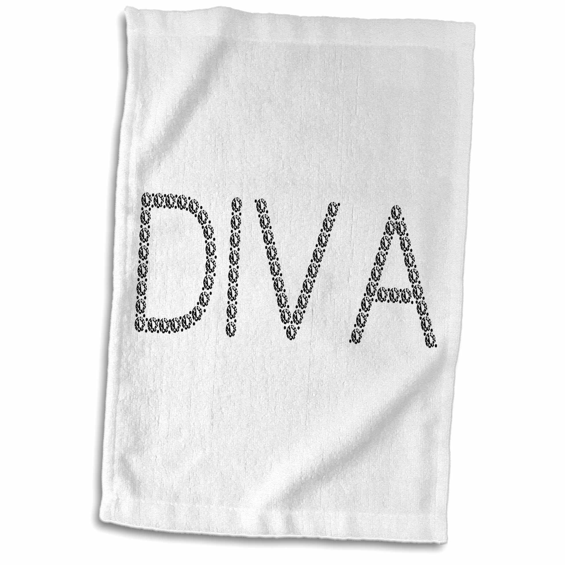 3dRose3dRose Minimalist Diamond-Shaped Design Diva. Black Text on White Backdrop - Towels (twl-286717-1)