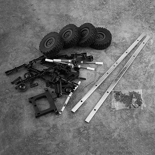 Miniatura 9 de Chasis de rastro de tanque de aceite, simulación de plástico de metal, tanque de aceite, kit de neumáticos de repuesto, durabilidad, tanques de